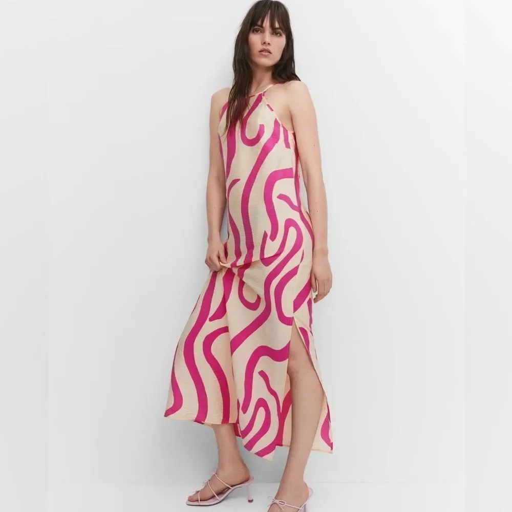 Mango blogger favorite printed halter neck flowy dress